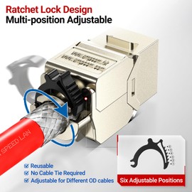 AMPCOM STP Self-Locking Zinc-Alloy CAT8 RJ45 Keystone Jack with Zip Tie Free Design, High Speed 40Gbps Tool-Free Network Connector 12-Pack