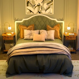 iSunirm Nightstand Set of 2, 2 Pack Bedside Table with Storage, 3-Tier Night Stand with Private Wood Drawer, Small End Side Tables for Small Space, Bedroom, Sofa Side, Rustic Brown