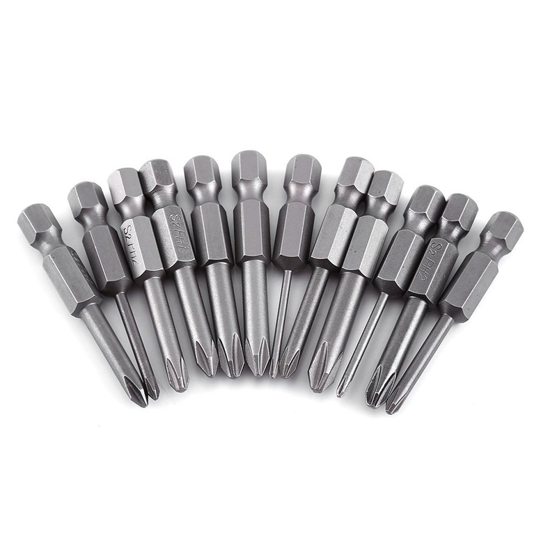 12 Pieces 50mm Phillips Screwdriver Bits 1/4 Inch Hexagonal Shank