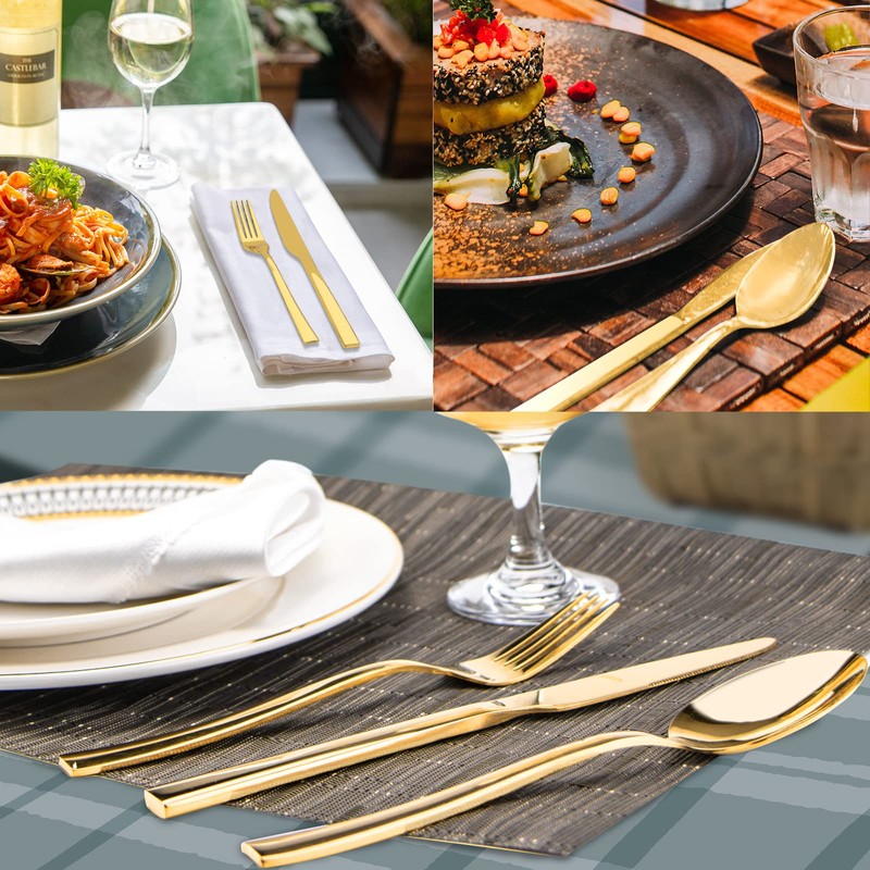 Gold Silverware Set, Briout 40 Piece Stainless Steel Flatware Cutlery