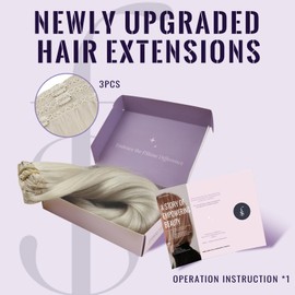 Fshine Clip in Human Hair Extensions 12 Inch Straight White Blonde Clip in Hair Extensions for Women Short Hair 50g 3Pcs