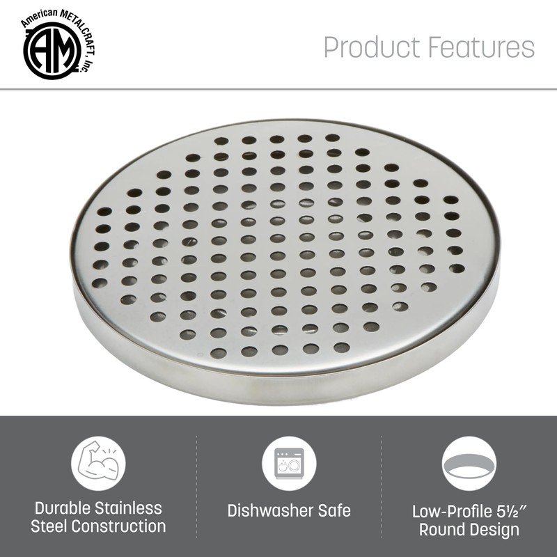American Metalcraft DT3 Stainless Steel Drip Tray, Round, 5.5"L x