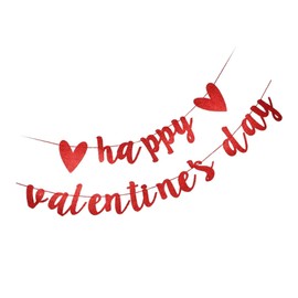 SEWACC Valentine's Day Flag Valentine's Day Heart Banner Party Hanging Banner 1PC Red Glitter Sequin Garland Paper Decorations Proposal Celebration Photography Props 17x8x0.1cm
