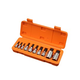JU JIAN TEC XZN Triple Square Spline Bit Socket Set, 10 Piece, Metric sized, M4 - M18 Set, Premium chrome vanadium Alloy Steel, with Molded Case