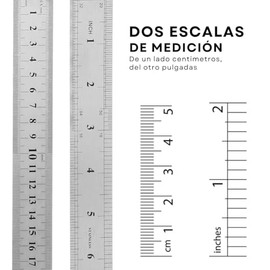 Regla de Metal Acero Inoxidable Graduada 12 Pulgadas 30 Centimetros Doble Cara para Escuela Oficina Hogar Planos Regleta Set (1)