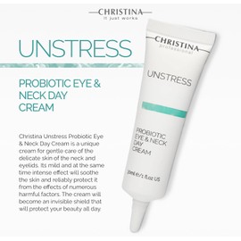 Unstress Pro-Biotic - Crema de día para ojos y cuello - Hidratante profundo rico en antioxidantes para pieles normales, secas y sensibles, 1 fl. oz (30 ml)