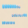 Flower Press on Nail Blue Floral False Nail Medium Square