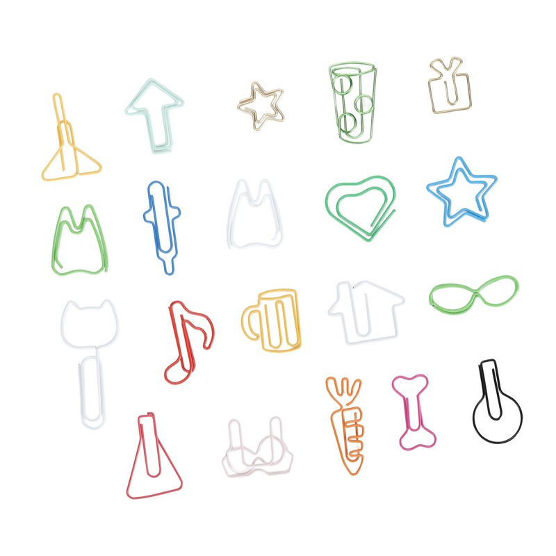 100Pcs Cute Paper Clips 20 Shapes Adorable Fun Metal Paper