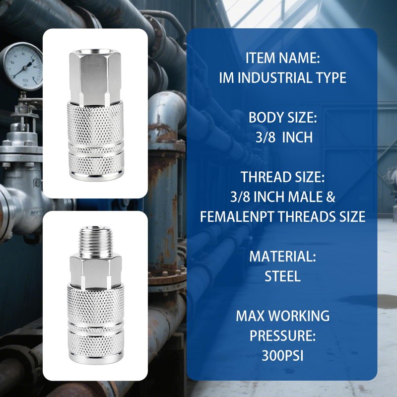 3/8 Inch High Flow Air Hose Fittings Set Includes 3