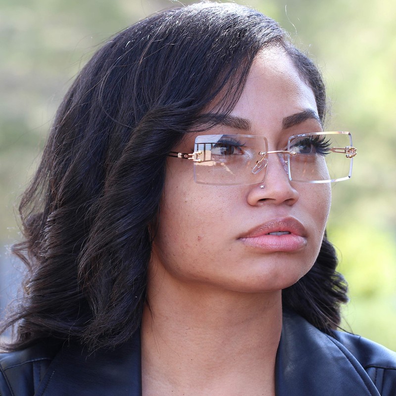 Elite Slim Rimless Rectangular Metal & Wood Art Aviator Sunglasses