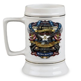 Stay Frosty Enterprises Oath to US Constitution Veteran 28 oz Ceramic Beer Drinking Stein
