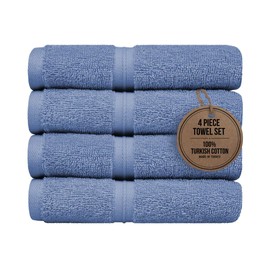 Cotoniche Modern & Extra Soft Wash Cloths Set of 4 (12" x 12") - Hotel Quality - Perfect as, Make Up, Hand, Face Towels, %100 Cotton - Sky Blue