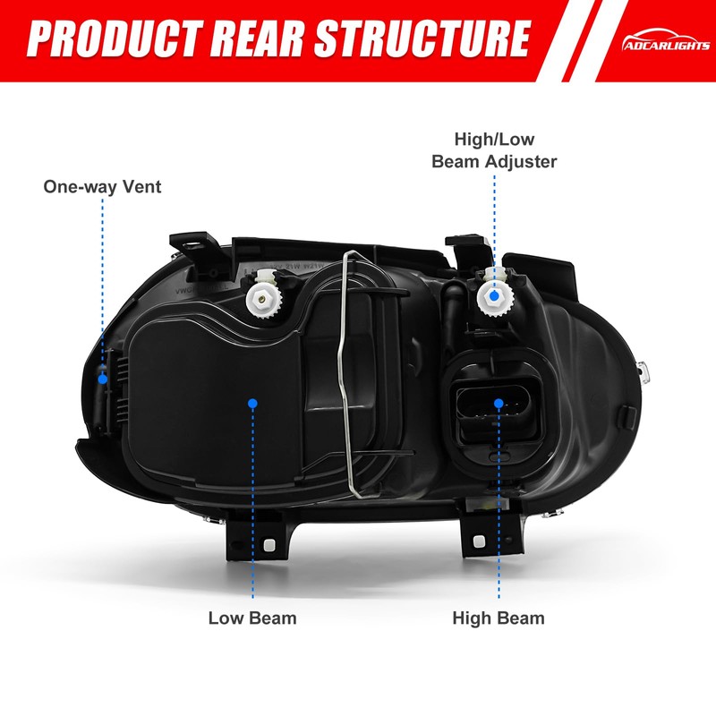 ADCARLIGHTS For 1999-2006 Volkswagen Golf MK4 Headlight Assembly with 1999-2002