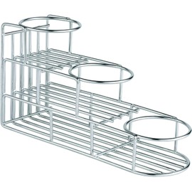 Rattleware 3-Tier Stainless Steel Bottle Wire Rack - Space-Saving, Dishwasher Safe Organizer for Home, Kitchen & Office (Silver - 12″ x 4″ x 6″)