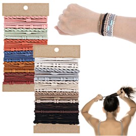 Ouligay 48 Pcs No Damage Hair Ties,Hair Tie Bracelets for Women,Elastic Hair Bands,Thin Hair Ties,Boho Hair Accessories for Girl Thick Thin Long Curly