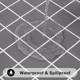 Spotjoy Rectangle Table Cloth, Waterproof Vinyl Table Cover with Flannel Backing, Wipeable Plastic Plaid Tablecloths for Dining, Picnic, Indoor and Outdoor (60" x 120", Grey)