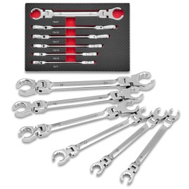 ZKTOOL 6PCS Double Open Movable Head Flexible Flare Nut Wrench Set，Metric Hex 9mm-21mm ，Kit For Most Common Sizes Of Compression Joint Fittingmovable And Removable, Can Be Used In Narrow Spaces