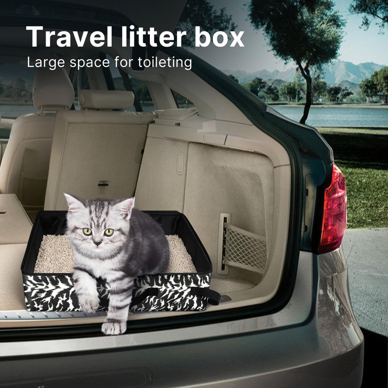 LIOOPET Travel Cat Litter Box Portable Foldable 18x14x5.5in Camo for