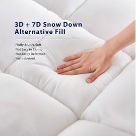 L'AGRATY Mattress Topper Twin - Cooling Pillow Top Mattress Topper Twin Size Extra Thick Plush Bed Topper Down Alternative Overfilled Soft Mattress Pad for Back Pain