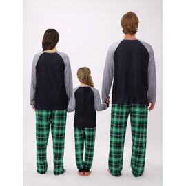 Family Matching Christmas Pyjamas Set Cute Santa Elk Plaid Pants Pajama Sleepwear for Adult Men Women Kids Couple Pjs Women