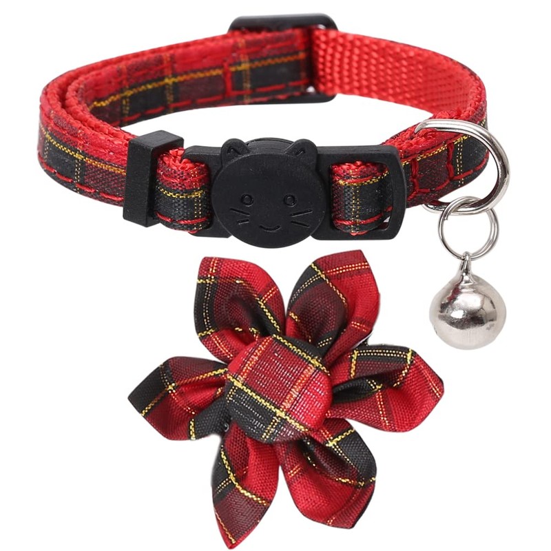 Christmas Cat Collar Breakaway with Cute Sunflower Accessories and Bell