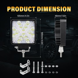 AUXTINGS 4 PCS 4 inch Square LED Work Light, 48W Spot Beam Amber White,Waterproof Offroad Driving Fog Lights with Wiring for Truck JP ATV UTV SUV Tractor 4x4 Cart Trailer,12V 24V