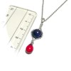 Lapis Lazuli and Red Amber Pendant Necklace Silver Color, Gemstone,