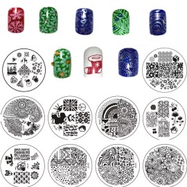 Libiuty 15pcs Nail Stamp Plates Set 15 Plate 2stamper 2scraper 1stor