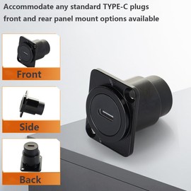 PENGLIN USB 3.1 Type C Coupler for Panel Mounting, USB C Through Plug, Female to Female Bulkhead Extension Adapter, Pack of 2