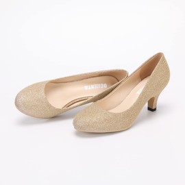 Women's Court Shoes Kitten Heels Wide Bridal Work Office Wedding Party Low Heel Pump Slip On Shoes SG Gold Tag 11-UK 8.5