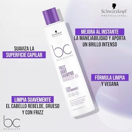 BC Bonacure BONACURE - Frizz Away Shampoo Aceite de Babasú 250 ml, Champú Antiescrespamiento, Limpia el Cabello, Suaviza Superficie Capilar, Mejora Ma