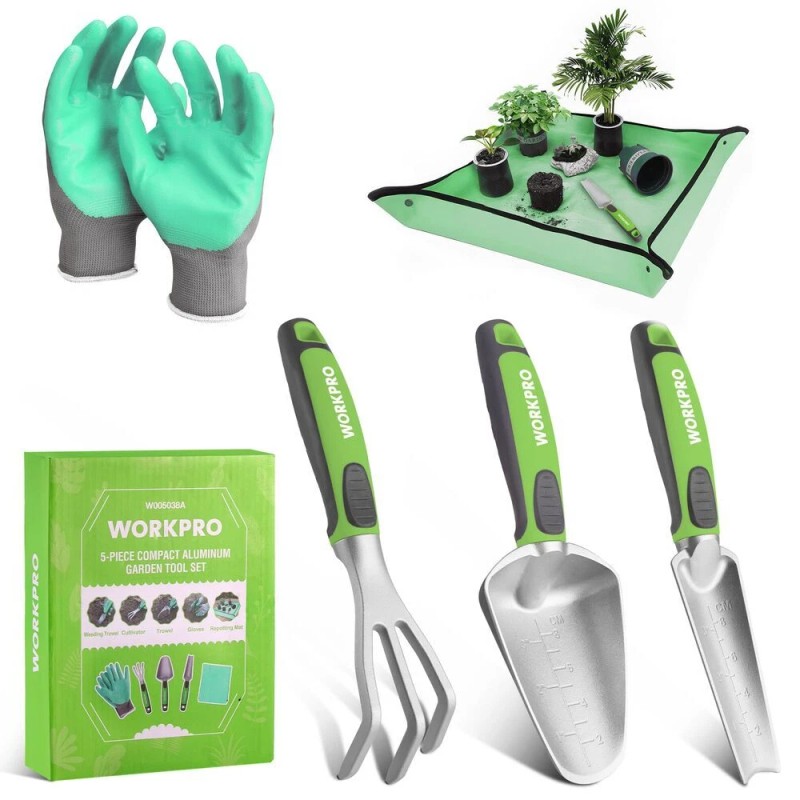WORKPRO 5PCS Garden Tool Set Powder Coating Aluminum Garden Tool