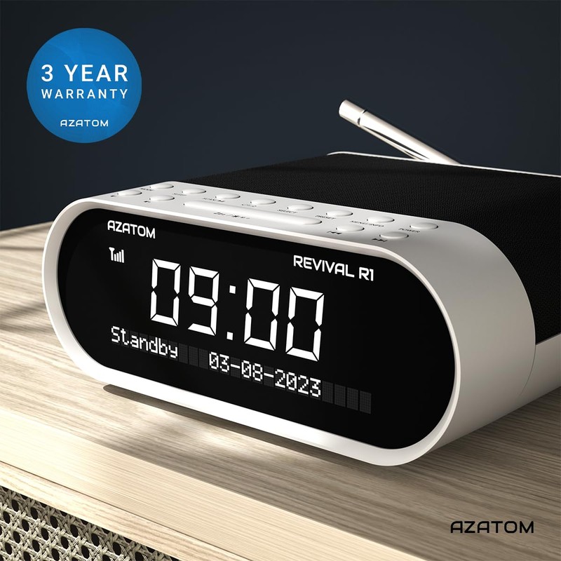 AZATOM Revival DAB+ DAB Digital FM Radio, Dual Alarm Clock,