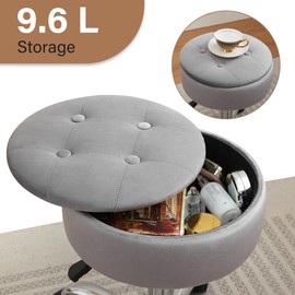 Gitrah Vanity Chair with Wheels Adjustable Vanity Stool with Storage Swivel Vanity Stool for Vanity Rolling Makeup Stool Chair Grey