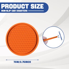 Kutyun 4PCS Car Cup Coaster, 2.75 Inch Universal Auto Car Cup Holder Insert Coasters, Non-Slip Silicone Drink Car Cup Mat, Car Interior Accessories for Women and Men (Orange, Drillless)