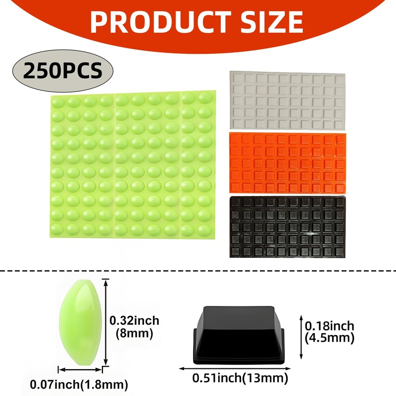 LIUQOBN Bump Dots for Visually Impaired 250 Pcs Combo Pack(Red,