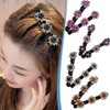 Pack of 4 Glittering Crystal Stone Braided Hair Clips, Hair