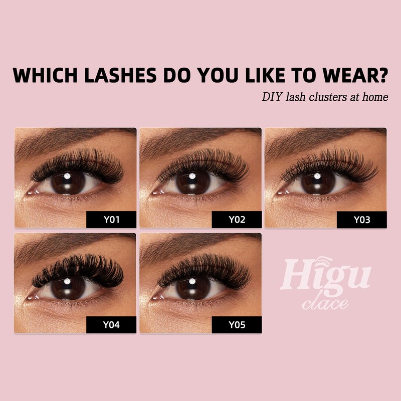 Higu clace Lash Clusters, 72pcs D curl Lashes Extension 10-16mm,