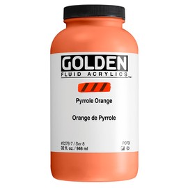 Fluid Acrylics by GOLDEN, Pyrrole Orange, 32 fl. oz. Jar, Professional Acrylic Paint, Semi-Opaque