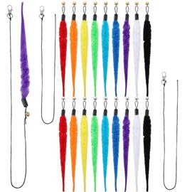 guduling 21 Pcs Cat Toy Worms Fuzzy,Fuzzy Worm Cat Toy Refills with 3 Lobster Clasp Strings, Interactive Kitten Toys for Indoor Cats (9 Colors, 9.4 x 0.8 in)
