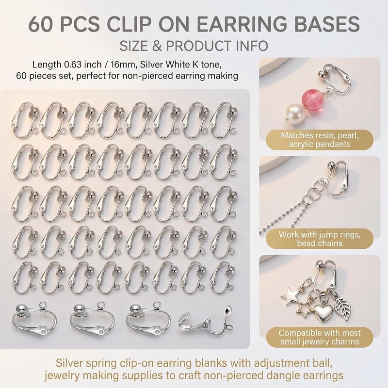 60 Pcs Clip Earring Converters for Jewelry Making