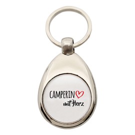 Huuraa Camperin Keyring with Heart Gift Shopping Trolley Token Camperin Gift Idea, metal, Unit size