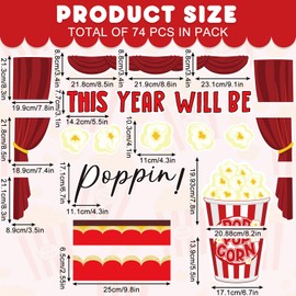 JarThenaAMCS 74 Pcs Popcorn Bulletin Board for Classroom Decorations DIY Crafts Movie Themed Paper Cutouts for Students Wall Popcorn Party Supplies Back to School Decor