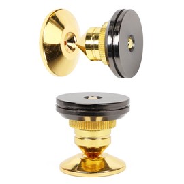 yazi Insulator Speakers Set of 8 Spike Receptor Audio Sound Quality Adjustable Height Anti-Vibration Spike Base with 16 Double Sided Tape Speaker Metal Spike Stand Heavy Duty Gold