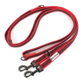 Wisedog 3 m Red Double Ended Rubberised Dog Lead Lightweight Hands Free Lead for Dog Non-Slip Hands Free Dog Lead Fit for Walks Running Camping