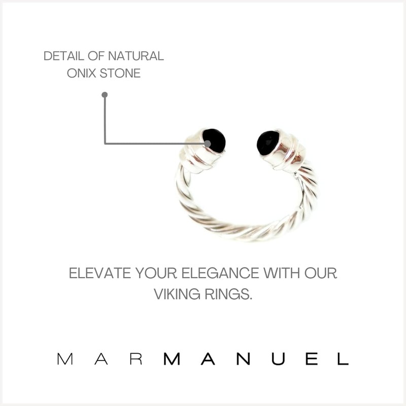 MAR MANUEL Adjustable Rhodium-Plated Brass Ring with Twisted Design and
