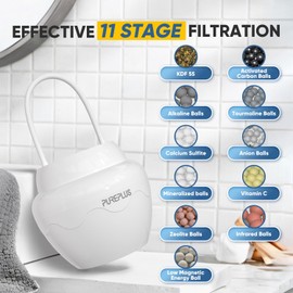 PUREPLUS Bathtub Bath Water Filter for Tub, 11 Stages Kinder Filter for Bathtub, 2500 Gallons Filtration,Reduces Chlorine & Heavy Metals, Removes Contaminants for Softer Skin and Hair, BPA Free