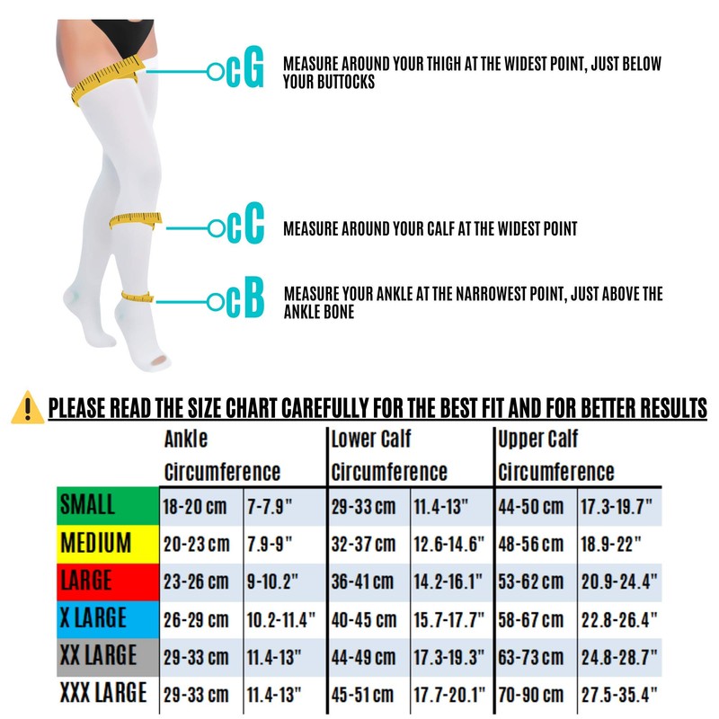 Anti Embolism Compression Stockings, Thigh High Unisex Ted Hose Socks