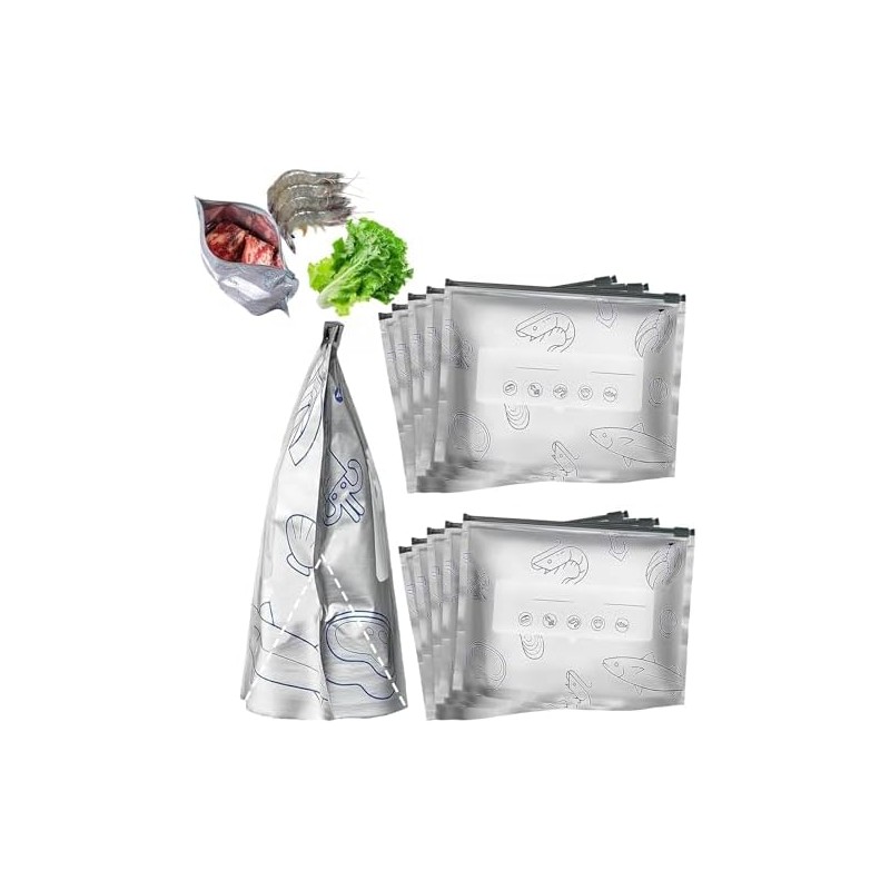 Bolsas Reutilizables de Aluminio con Cremallera,Base Ancha y Etiqueta –
