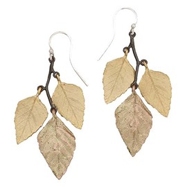 "Autumn Birch" 3 Leaf Hanging Earrings By Michael Michaud for Silver Seasons…